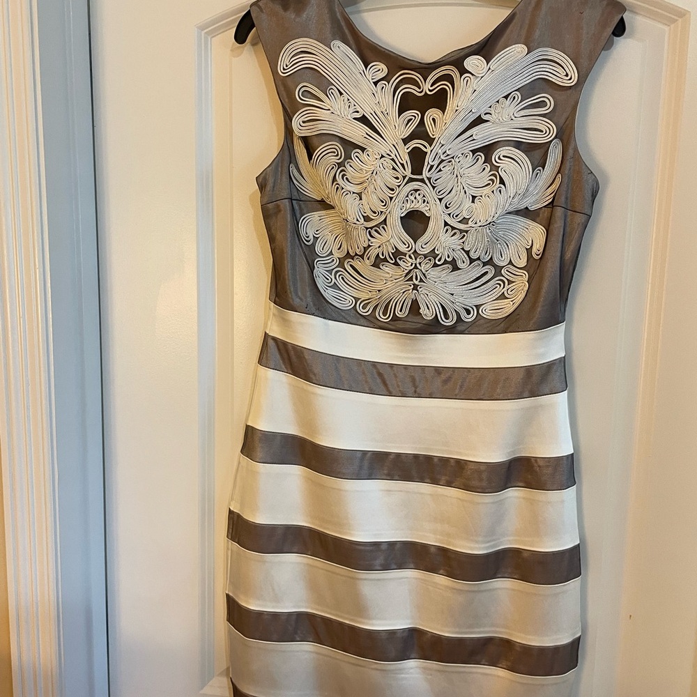 Jax Blush Satin Dress size eight, cream and soft gold/ taupe